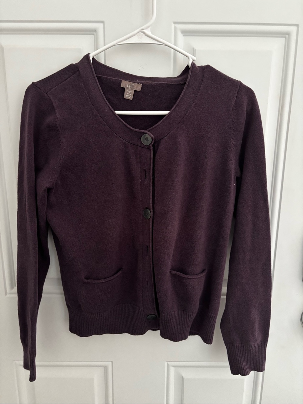 J. Jill Deep Plum Button-Front Cardigan Sweater